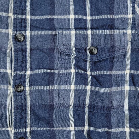 Sonoma Button Shirt Men's Medium Blue Plaid Flannel Pockets Long Sleeve Adult M - Picture 4 of 15